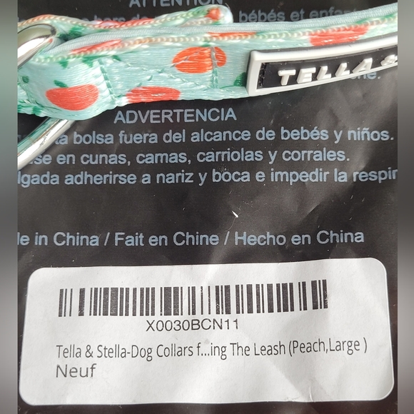 2 /$15 New Tella & Stella Designer Dog Collar Peach 🍑 Size Large - Picture 8 of 8